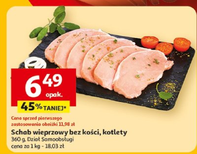 Schab wieprzowy bez kości, kotlety 360 g  promocja w Auchan