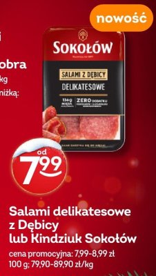 Salami delikatesowe z Dębicy lub kindziuk Sokołów promocja w Żabka