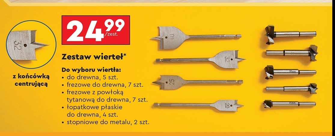 Zestaw wierteł frezowych do drewna Niteo tools promocja w Biedronka