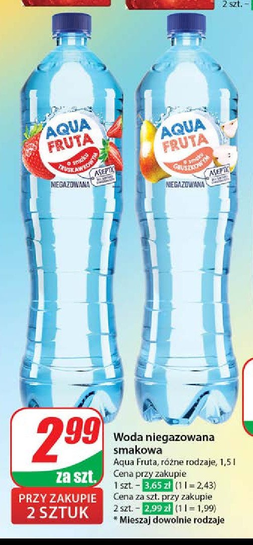 Woda truskawkowa Aqua fruta promocja w Dino
