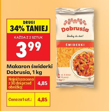 Makaron świderki Dobrusia promocja w Biedronka