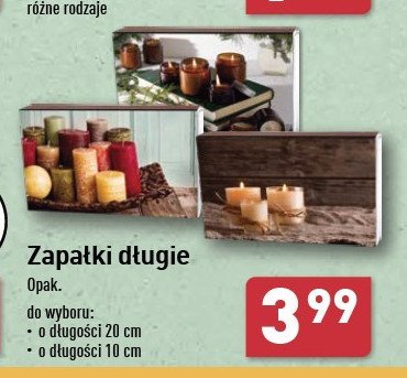 Zapałki długie 10 cm promocja w Aldi