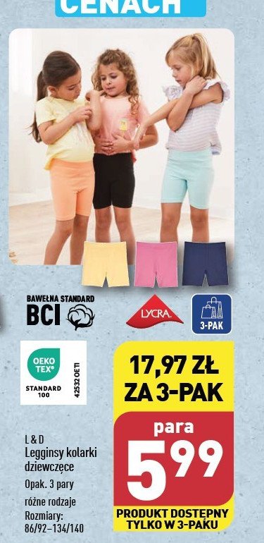 Legginsy kolarki 86/92-134/140 L&d promocja