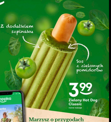 Hot dog zielony Żabka cafe promocja w POLOmarket