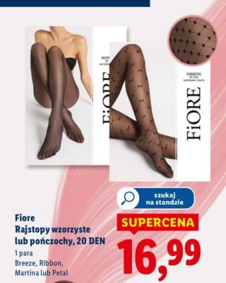 Rajstopy wzorzyste lub pończochy Fiore 20 DEN Breeze, Ribbon, Martina lub Petal promocja w Lidl