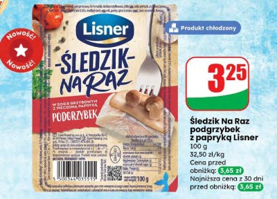 Śledź Na Raz podgrzybek z papryką Lisner promocja w Dino
