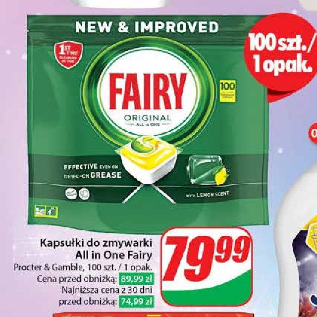 Tabletki do zmywarki lemon Fairy all in 1 promocja w Dino