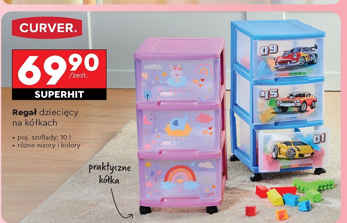 Regał z szufladami 3 x 10 l Curver promocja w Biedronka