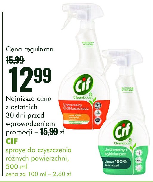 Spray z wybielaczem CIF ULTRA POWER promocja