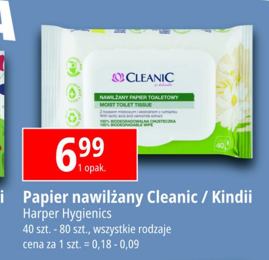 Papier toaletowy nawilżany kids Cleanic kindii promocja