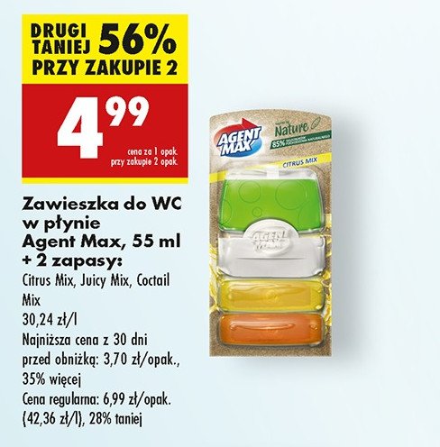 Zawieszka do wc juicy mix + 2 zapasy Agent max inspired by nature promocja w Biedronka