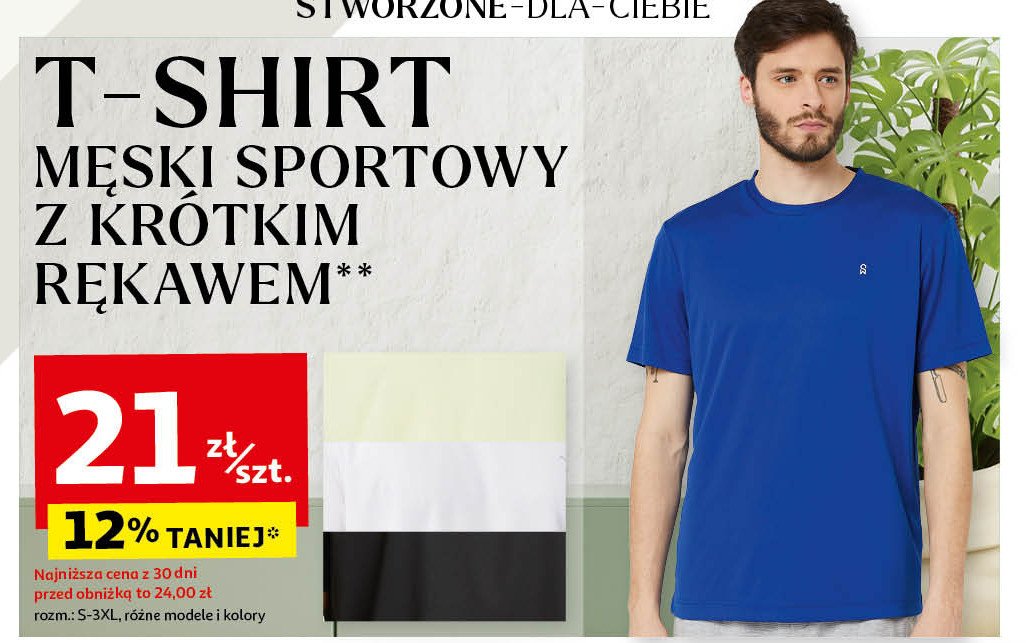 T-shirt męski sportowy s-xxl Auchan inextenso promocja