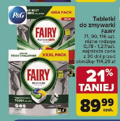 Tabletki do zmywarki lemon Fairy platinum promocja w Carrefour