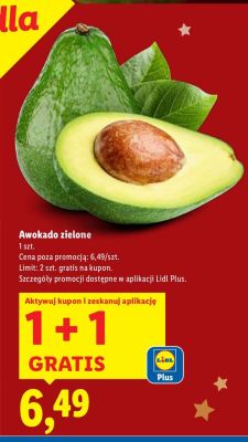 Awokado zielone 1+1 gratis Lidl promocja w Lidl