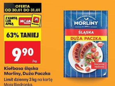 Kiełbasa śląska Morliny Duża Paczka promocja w Biedronka