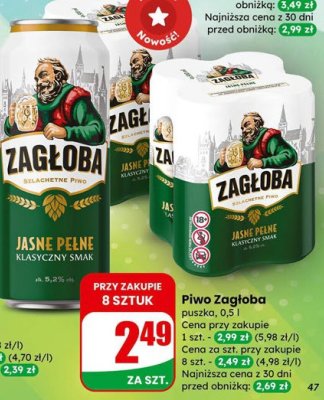 Piwo Zagłoba puszka 0,5 l promocja w Dino