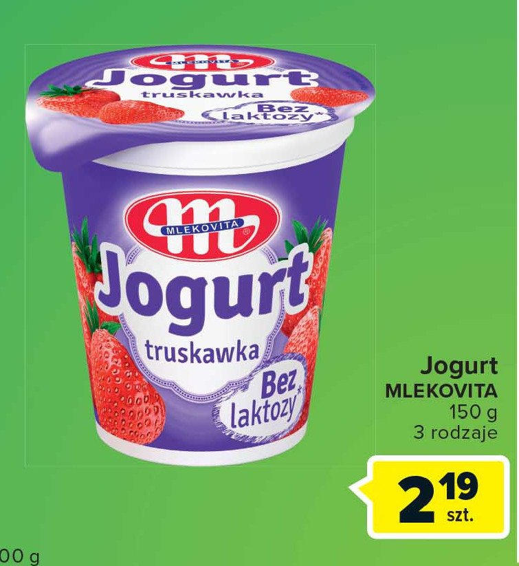 Jogurt bez laktozy truskawka Mlekovita jogurt polski promocja
