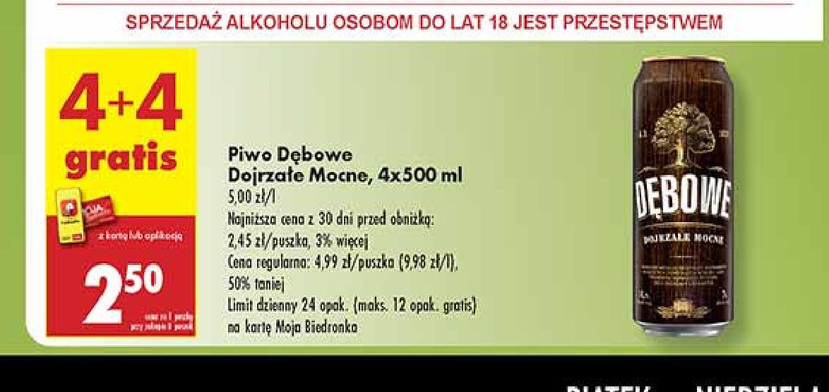 Piwo Dębowe dojrzałe mocne promocja