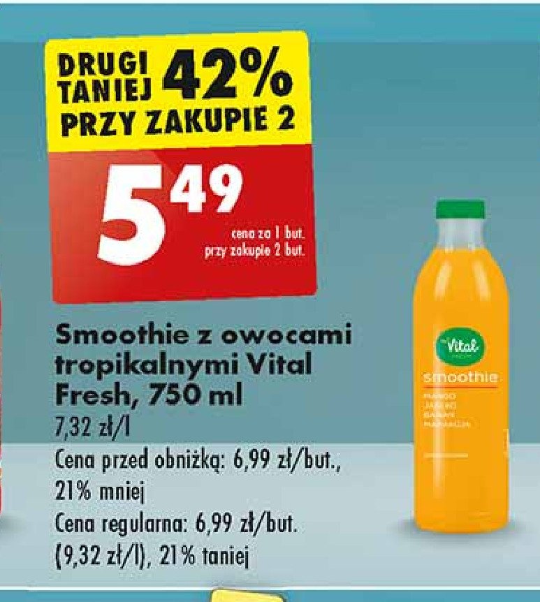 Smoothie z owocami tropikalnymi Vital fresh promocja w Biedronka