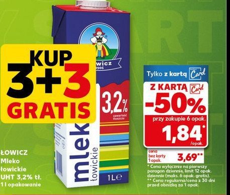 Mleko 3.2% Łowickie promocja w Kaufland