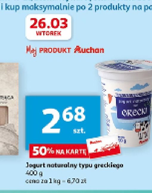 Jogurt naturalny grecki Auchan promocja