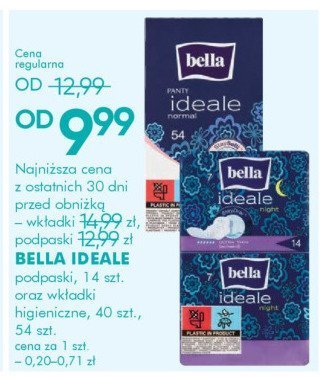 Podpaski higieniczne BELLA IDEALE 14 szt. oraz wkładki higieniczne 40 szt., 54 szt. promocja w Super-Pharm