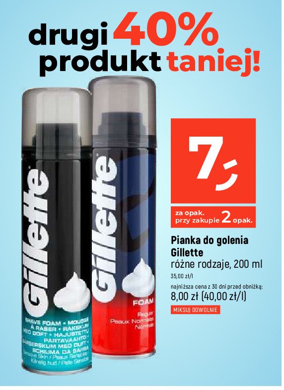 Pianka do golenia do skóry wrażliwej Gillette foam promocja