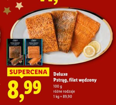 Pstrąg, filet wędzon, różne rodzaje Deluxe promocja w Lidl