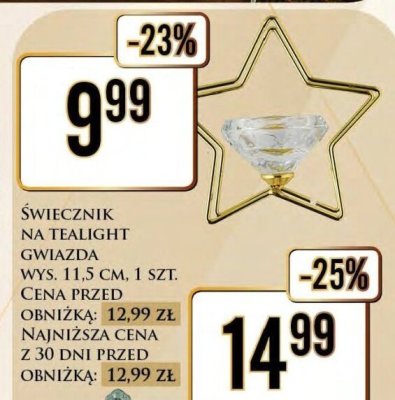 Świecznik na tealight gwiazda wys. 11,5 cm promocja w Dino