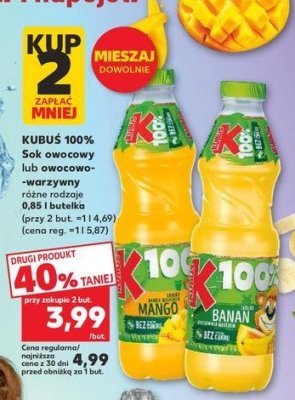 Sok jabłko-banan-marchew-mango Kubuś 100% sok promocja