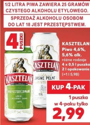 Piwo Kasztelan promocja w Kaufland