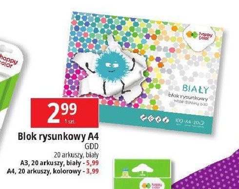 Blok rysunkowy biały a3/20 k. HAPPY COLOR promocja