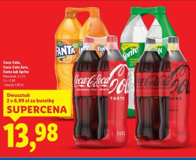 Napój gazowany Coca-Cola Zero dwusztuk 2 x 2 l promocja w Lidl