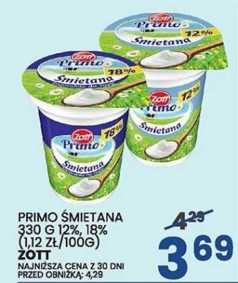 Śmietana Primo 12%, 18% promocja w Wafelek