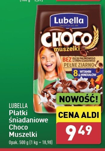 Płatki muszelki czekoladowe Lubella promocja