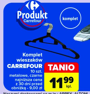 Wieszaki na ubrania metalowe Carrefour promocja