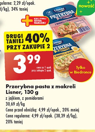 Pasta z makreli z jajkiem Lisner promocja