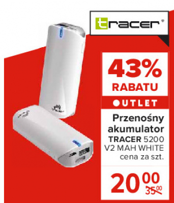 Powerbank mobile battery (5200 mah) v2 biały Tracer promocja