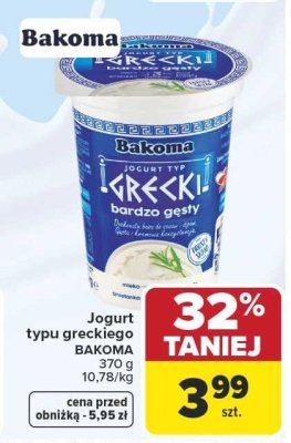 Jogurt typu greckiego 370 g Bakoma promocja w Carrefour Market