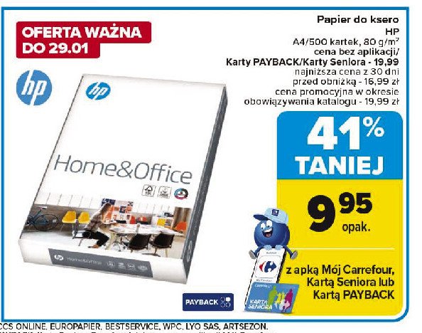 Papier ksero a4 hp home & office 80 g promocja