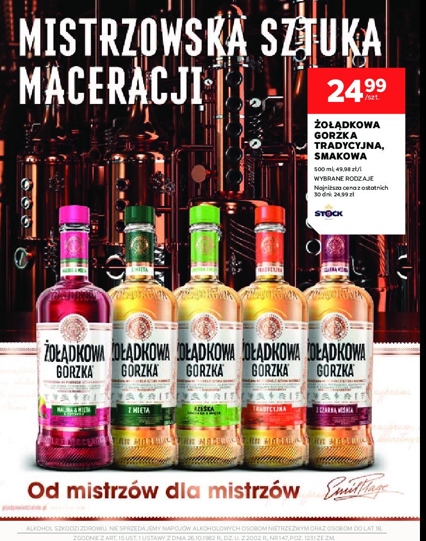 Wódka 28% Żołądkowa malina&mięta promocja w Stokrotka