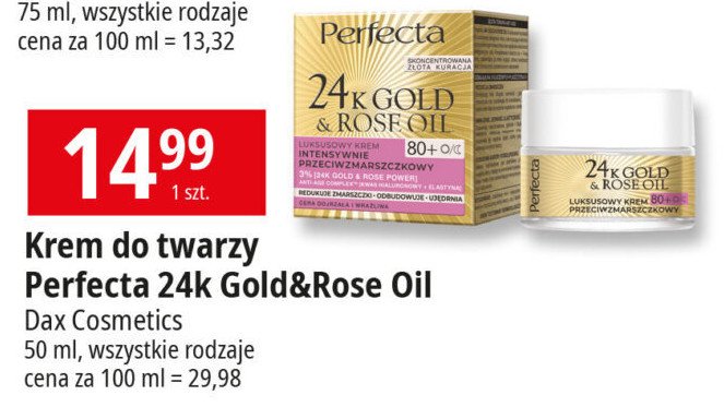 Rem do twarzy 60+ Perfecta 24k gold & rose oil promocja w Leclerc