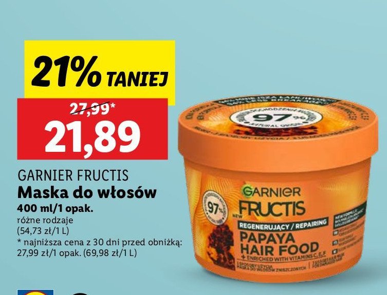 Maska do włosów papaya Garnier fructis hair food promocja w Lidl