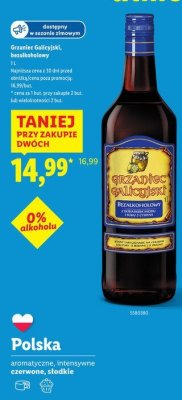Napój Grzaniec Galicyjski bezalkoholowy 1 l promocja w Lidl