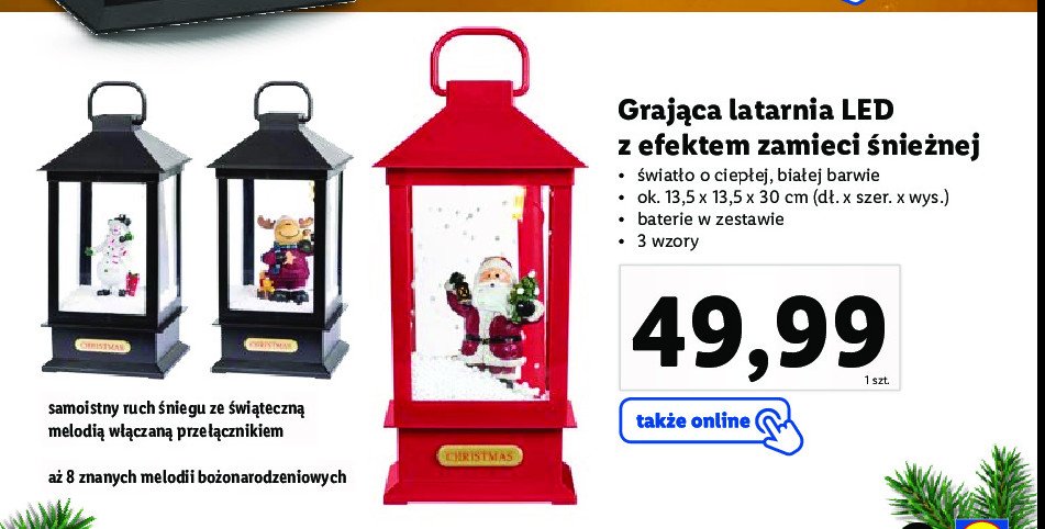Latarnia led z efektem zamieci śnieżnej promocja