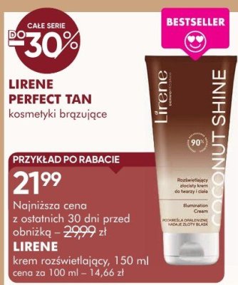 Krem rozświetlający Lirene Perfect Tan promocja w Super-Pharm