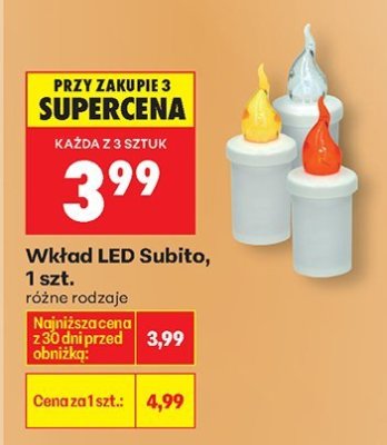 Wkład LED do znicza, różne rodzaje promocja w Biedronka