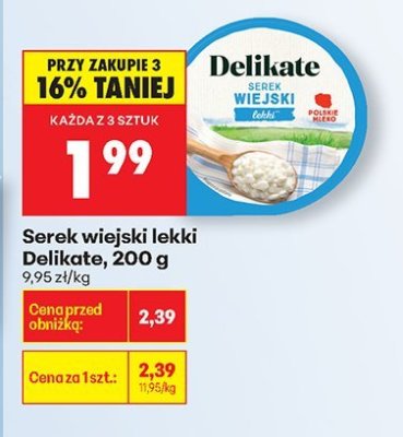 Serek wiejski lekki Delikate, 200 g promocja w Biedronka