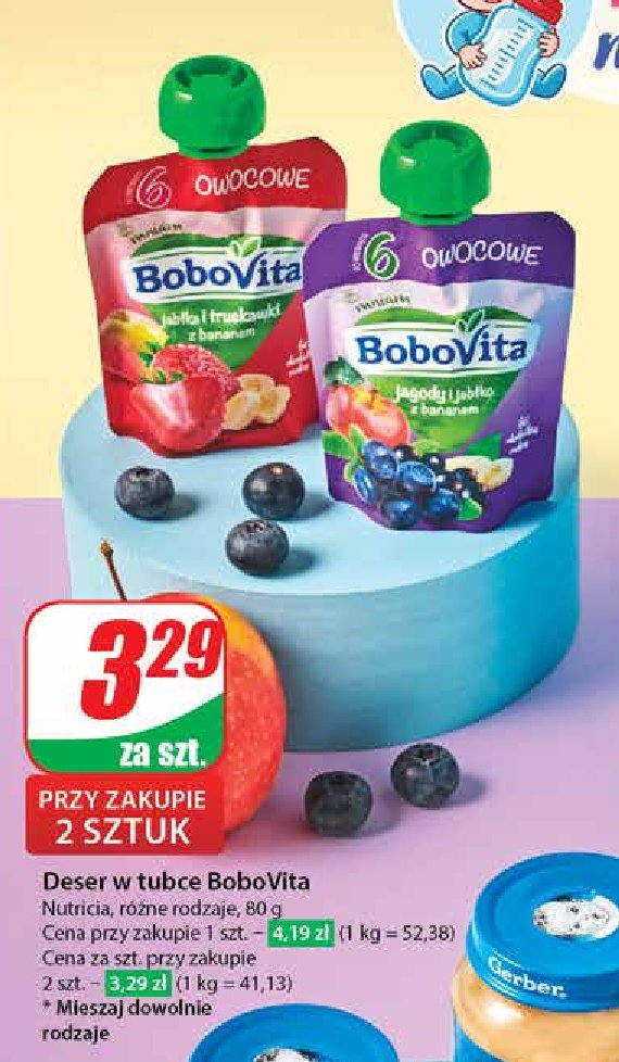 Mus jabłka truskawki i banany Bobovita promocja