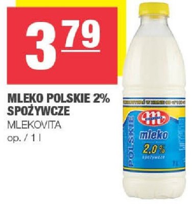Mleko polskie 2% spożywcze Mlekovita promocja w SPAR